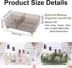 DASITON Makeup Organizer Countertop for Vanity, 5 Slots Makeup Brush Holder Organizer, Vintage Makeup Perfume Tray Cosmetic and Skincare Organizers for Bedroom Bathroom Counter, Desk Storage (Grey)