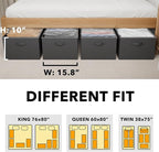 SpaceAid 4 Pack 10" High Under Bed Storage Containers, Large Underbed Storage Organizer Bins with Lids for Bedroom, Dorm, Clothes, Closet Organization, Bed Sheets and Blankets (Black)