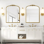 WallBeyond Gold Vintage Mirror for Vanity 24x32 Inch, Gold Antique Mirror with Ornate Frame, Arched Vintage Wall for Bathroom, Living Room, Fireplace, Entryway