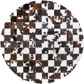 Sn Alef Home Black & White Round Rug | Checkered Floral Designer Carpet for Living Room | Handcrafted Circular Floor Mat for Home Decor & Meditation Space(3x3)