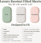 GOTS 100% Organic Bassinet Sheets - Luxurious Turkish Cotton for Halo, SNOO, Dream on Me Karley & Lacy, Delta Children and Simmons Kids City Sleeper Oval or Rectangle Bassinet Bed Pads or Mattresses