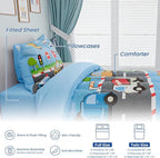 Transportation Kids Bedding Set for Boys, Ultra Soft Microfiber Comforter Set Twin Size with 3-Pieces, Comforters Bed Sets for Boy Children Kids
