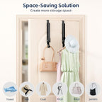 4 Pack Over The Door Hanger Foldable Over The Door Hooks，Rust-Resistant Overdoor Hanger Hook for Laundry (Clothes Drying Rack)&Bathroom (Towel Rack) Small Portable, Black