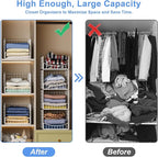 Hongtamoya 4-Tier Stackable Closet Organizers and Storage Shelves, Foldable & Mutifunctional Clothes Storage Basket Sweater Organizer Bins Container for Wardrobe Kitchen Office Bathroom, White