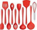 Onader 10 Pieces Cooking Utensils Set, Red Silicone Kitchen Utensils Set for Cooking, Non Toxic & Heat Resistant