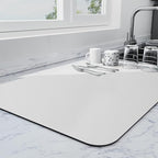 Ecotrim - Dish Drying Mat for Kitchen Counter | Coffee Bar Mat for Countertops | Heat Resistant Drainer Mat with Non-slip Rubber Backed | Hide Stain Kitchen Absorbent Draining Mat | Light Grey 18"x32"
