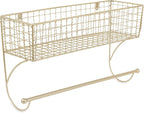 DII Rustic Farmhouse Bathroom Décor, Metal Storage, Large Towel Bar, Gold