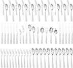 HIKAA Silverware Set, 65-piece Silverware Set with Serving Utensils Set, for Kitchen, Home, Wedding, Party, Mirror Polished and Dishwasher Safe