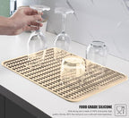 Large 14" x 11" Silicone Dish Drying Mat for Kitchen Counter, Easy clean, Quick Dry, Heat-resistant Dish Drainer Mat for Sink,Refrigerator or Drawer liner (Food Grade Silicone-Translucent)