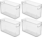 iDesign Tall Plastic Storage Bin with Handles for Fridge or Freezer - Set of 4 - Clear - Made in USA
