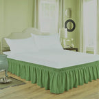 Sage Wrap Around Bed Skirts with 16" Drop - Three Sides Fabric Adjustable Elastic Dust Ruffle Silky Soft -600 TC Stretchy Bed Skirt-Twin XL(39"X 80") Sage