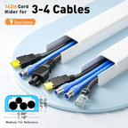 Delamu Cord Hider, 142in Cable Hider, Cord Covers for 3-4 Wires on Wall, Wire Covers for Cords, Wire Hiders for TV on Wall, Easier Setup Cable Cover Cable Management, W1.18 H0.63in, White