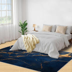 4x6 Abstract Marble Cafe Rug - Dark-Blue-Marble Rugs for Bedroom Aesthetic, Luxury Stone Pattern Soft Comfortable Non-Slip for Offie Bedroom Study Boy Girl Room Hotel Dorm