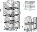 Jakyitvi Stackable Closet Organizers and Storage Bins 4 Pack, Sturdy Metal Clothes Storage Container for Clothes Pants Sweaters, Black Folded Drawer Shelf Organizer for Closet Wardrobe