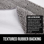 GORILLA GRIP Bath Rug Mat 54x24, Thick Soft Absorbent Chenille, Quick Dry Microfiber Mats, Rubber Backing Washable Shower Floor Rugs, Bathmat Runner, US Designed Bathroom Home Decor Accessories Grey