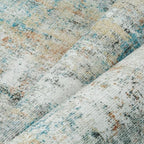 6x9 Washable Area Rug Teal Beige Abstract Living Room Bedroom Carpet Neutral Modern Non-Slip Soft Low Pile Lightweight Vacuumable Throw Rug for Dining Room Kitchen