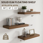 Dreamland Floating Shelves for Wall, 2 Pack Rustic Wooden Wall Shelves