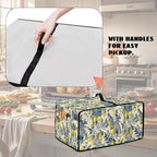 Lemon Floral Robin Bird Print Microwave Oven Dust Cover Heavy Duty Microwave Oven Grill Cover Dustproof Kitchen Machine Covers Case Protections for Toaster Oven, M
