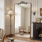 Vintage Full Length Mirror, 76"x34" Floor Mirror with Carved, Full Body Mirrors for Home Decor, Standing/Hanging Large Wall Mirrors for Bedroom/Living Room/Entryway, Bronze, Retro Style