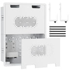 ynVISION.DESIGN 17" Recessed in-Wall Media Box for TV – Flush Wall AV Enclosure with Adjustable Shelf, Cable Straps & Vented Cover – Compatible with Apple TV, Roku & More - Pack of 3