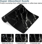 Rnivvi Coffee Mat, 12" x 19" Cute Marble Style Coffee Bar Mats for Espresso Machine Station Accessories and Organizer, Hide Stain Rubber Backed Absorbent Dish Drying Pad for Kitchen Counter, Black