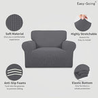 Easy-Going Stretch Oversized Chair Sofa Slipcover 1-Piece Couch Sofa Cover Furniture Protector Soft with Elastic Bottom for Kids Spandex Jacquard Fabric Small Checks Gray