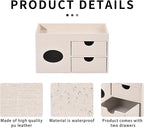 Square Tissue Box Cover with Drawers,Tissue Box Holder with Storage Tray, Makeup Organizer and Desk Organizer,Tissue Holders Decorative for Bathroom Vanity NightStand Dressing Table (Beige)