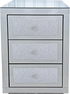 3-Drawer Mirrored Nightstand Bedside Table, Modern Mirrored End Side Table