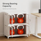 UAMFURI Stackable Storage Bins with Lids, Clear Doors, Large Storage Cabinet Foldable Collapsible Closet Organizers for Bedroom Dorm Office (2, White, 120, Quarts)