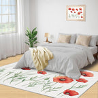 Little Red Flower Rugs for Bedroom - 5x7 Area Rug - Abstract 3D Flowers Rugs for Living Room, Modern Simple Art Rug, Non-Slip Washable Home Decor Carpet