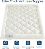 Mattress Topper Twin XL for Back Pain Thick Mattress Pad Cover Sherpa Plush Pillow Top Down Alternative Fill Mattress Cover with 8-22 Inch Deep Pocket