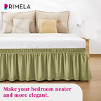 RIMELA Sage Green Bed Skirt Full Size 15 Inch Drop, Elastic Bed Skirting for Bed Base and Frame, Bedding Dust Ruffle Easy to Install, Wrap Around Adjustable Bedskirt