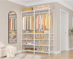 VIPEK S2 Heavy Duty Clothes Rack with Shoe Shelves Freestanding Clothing Rack with 8-Tier Shoe Rack, Double Hanging Rod, Adjustable Shelf, Walk in Closet Organizer Garment Rack, White
