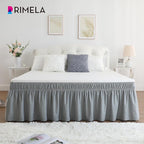 RIMELA Gray King Size Bed Skirt 25 Inch Drop, Elastic Bed Skirts Cal King Dust Ruffle, Light Grey Bedskirt for Adjustable Bed Base Solid Fade Resistant Silky Fabric Machine Washable Easy to Install