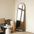 NEWBULIG 64"x21" Arched Full Length Mirror, Full Body Floor Mirror with Aluminum Alloy Thin Frame, Wall or Standing Mirror for Bedroom, Living Room, Dressing Room, Black-Arched