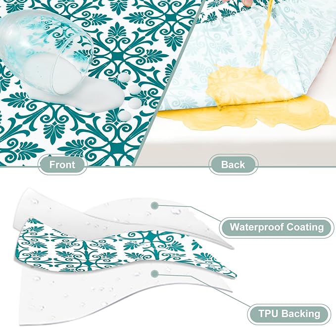 misaya Picnic Table Cover with Bench Cover, Waterproof Elastic Fitted Tablecloth for 6 Foot Tables, Rectangle Washable Polyester Tablecloths for Picnic, Camping, Outdoor (Turquoise, 30" x 72")