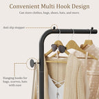 OUTBROS Coat Rack, Portable L-shaped Clothes Rack with Hook, Modern Hanger, Sturdy Freestanding Metal Clothing Rack, Used in Bedroom, Entrance and Living Room, 15.3x10.2x70.8 inch, Black