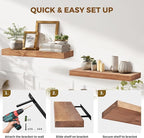 24x8x1.6 inch Floating Shelves Set of 2 – Solid Wood Rustic Oak Wall Mounted
