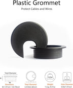 6 Pack Desk Grommet 2 Inch (50 mm) Bi-Metal Hole Saw Kit with Cord Wrap Coiled Tube Management,2 m Cable Sleeve Organizer with Table Hole Cover