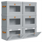 Homsorout Medium Fabric Storage bins - Collapsible Storage Bins with Open Window, 6 Pack Closet Baskets for Shelves, Stackable Decorative Boxes for Home, Dorm, Grey, 13.7"x 9.8" x 9.8"