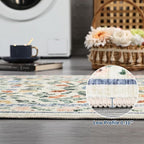 5x7 Washable Non-Slip Rug, Vintage Floral Area Rug for Living Room, Low Pile Farmhouse Distressed Carpet for Nursery Playroom Dorm Teens Office, Green