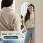 NEWBULIG 59"x16" Arched Full Length Mirror, Full Body Floor Mirror with Aluminum Alloy Thin Frame, Wall or Standing Mirror for Bedroom, Living Room, Dressing Room, Gold