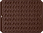 Large 24" x 18" Silicone Dish Drying Mat for Kitchen Counter, Easy clean, Quick Dry, Heat-resistant Dish Drainer Mat for Sink,Refrigerator or Drawer liner (Food Grade Silicone-Coffee)