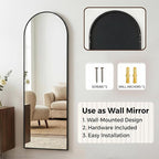 Antok Full Length Over-the-Door Hanging Mirror - Freestanding Wall Mount Leaning Body Mirror for Bedroom Living Room Entryway, 48" L x 14" W, Black