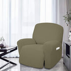Easy-Going 4 Pieces Oversized Recliner Stretch Sofa Slipcover Sofa Cover Furniture Protector Couch Soft with Elastic Bottom Polyester Spandex Jacquard Fabric Small Checks Khaki,X-Large