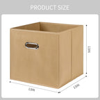 Black Fabric Cubby Storage Bins,13x13x13 Inches ,Cube Organizer Bin Foldable Storage Boxes with Dual Handles Fabric Organizer Box and collapsible Storage basket,Set of 3 ,Khaki