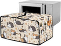 Cute Cats Paw Floral Print Microwave Oven Cover Waterproof Dust-Proof Microwave Oven Cloth Cover Polyester-Linen Fabric Small Appliance Dust Cover Case Protections Protector, M