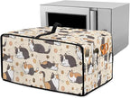Cute Cats Paw Floral Print Microwave Oven Cover Waterproof Dust-Proof Microwave Oven Cloth Cover Polyester-Linen Fabric Small Appliance Dust Cover Case Protections Protector, M
