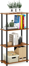 Furinno (99557LC/BK) Turn-N-Tube 4-Tier Multipurpose Shelf Display Rack - Light Cherry/Black