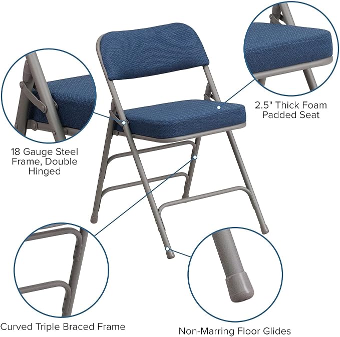 Flash Furniture 2 Pack HERCULES Series Premium Curved Triple Braced & Double
